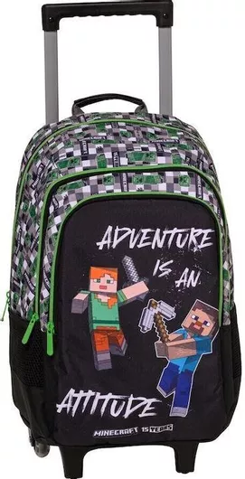 Σχολική Τσάντα Δημοτικού Τρόλεϊ Graffiti Minecraft Black