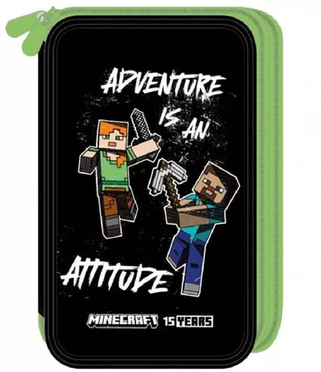 Σχολική Κασετίνα Graffiti Minecraft Black Διπλή Τετράγωνη Γεμάτη Πολύχρωμο