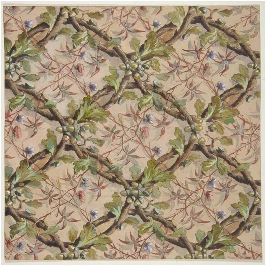 Πίνακας Design for wallpaper featuring oak leaves, acorns, and intertwined twigs by Jules Edmond Charles Lachaise and Eugène Pierre Gourdet 100x100cm