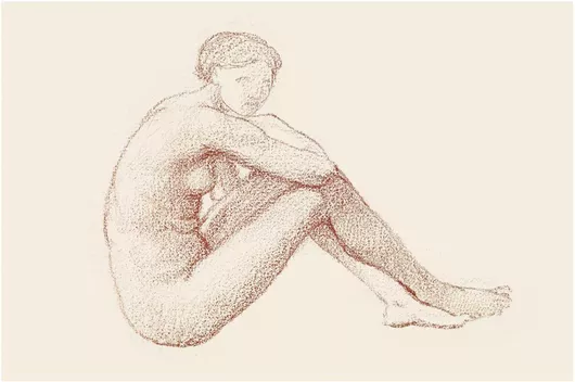 Πίνακας Naked woman posing sensually, vintage erotic art. Female Nude: Study (1864-1865) by Edward Burne-Jones 30x20cm