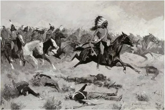 Πίνακας Rushing Red Lodges Passed through the Line (1900) by Frederic Remington. The Art Institute of Chicago 50x40cm