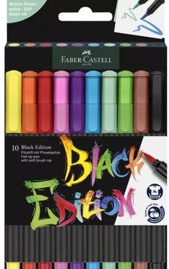 Faber Castell Black Edition Brush Pen Box 10 116451