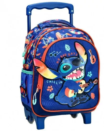 Σχολική Τσάντα Τρόλεϊ Νηπιαγωγείου Gim Stitch με Θήκη για Παγούρι 12lt Μπλε