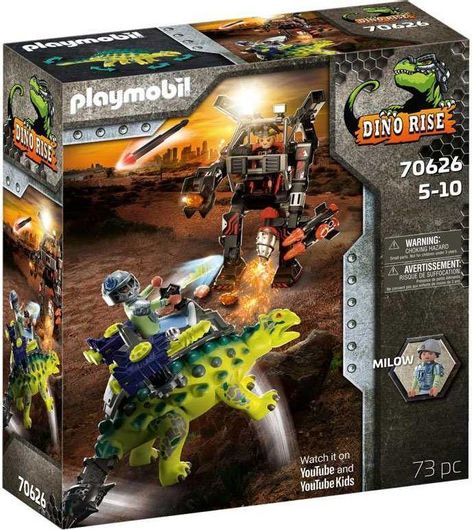 Playmobil Dino Rise Αγκυλόσαυρος με Μαχητή εναντίον Ρομπότ για 5+ Ετών #70626