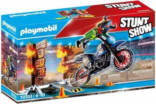 Playmobil Stunt Show Μοτοσικλετιστής και Τοίχος Φωτιάς για 4+ Ετών #70553