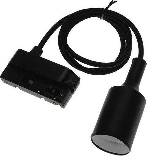 Σύνδεσμος Ράγας Φωτιστικών GloboStar Διφασικός 3 Καλωδίων 1m Υφασμάτινο Καλώδιο E27 Μαύρoς για Σποτ Μαύρο 93127