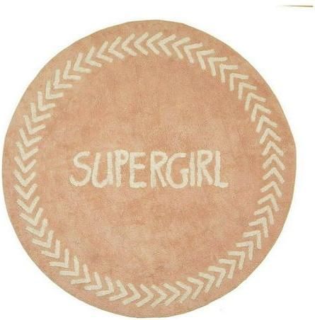 Παιδικό Χαλί Baby Adventure Supergirl Χειροποίητο Βαμβακερό Στρογγυλό με Διάμετρο 150cm