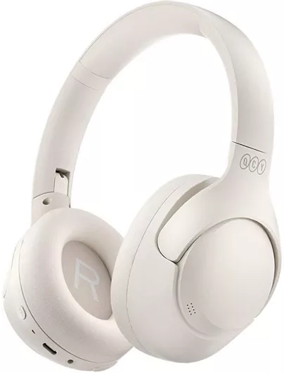 Headphones QCY H3 Lite ANC Ασύρματα/Ενσύρματα Over Ear με 60 ώρες Λειτουργίας Λευκό