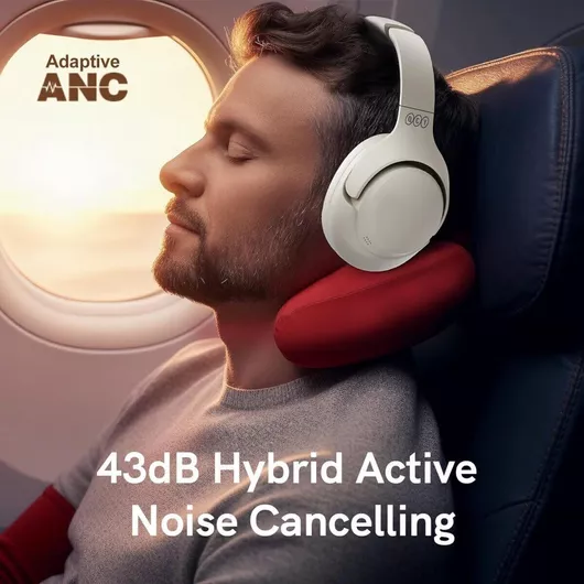 Headphones QCY H3 Lite ANC Ασύρματα/Ενσύρματα Over Ear με 60 ώρες Λειτουργίας Λευκό