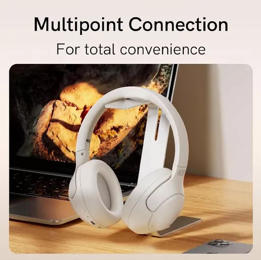 Headphones QCY H3 Lite ANC Ασύρματα/Ενσύρματα Over Ear με 60 ώρες Λειτουργίας Λευκό