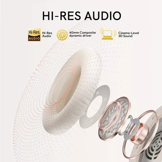 Headphones QCY H3 Lite ANC Ασύρματα/Ενσύρματα Over Ear με 60 ώρες Λειτουργίας Λευκό