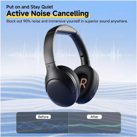 QCY H3 Lite ANC Ασύρματα/Ενσύρματα Over Ear Ακουστικά με 60 ώρες Λειτουργίας Μαύρο