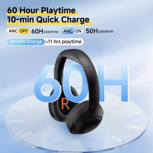 QCY H3 Lite ANC Ασύρματα/Ενσύρματα Over Ear Ακουστικά με 60 ώρες Λειτουργίας Μαύρο