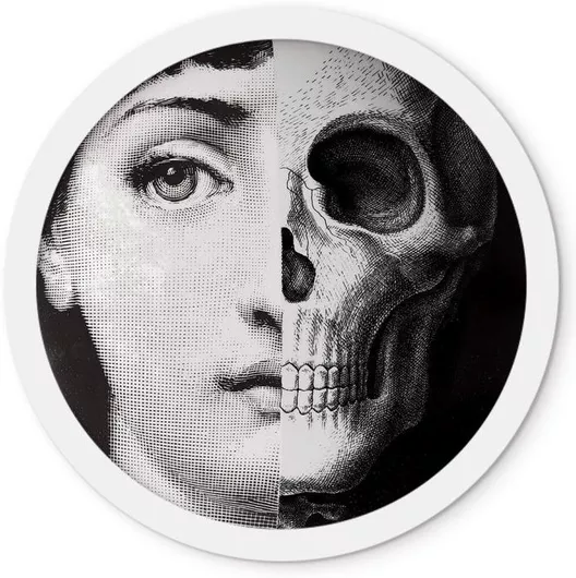 Κορνίζες με εκτύπωση Face Scull με λευκή κορνίζα απο ξύλο Πεύκου 30 cm