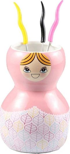 Σκεύος Φοντύ Espiel Μπάμπουσκα με Ρεσώ από Πορσελάνη 3 Ατόμων Ροζ 11x11x16cm