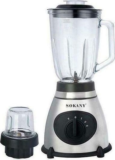 Sokany SK-148S Μπλέντερ για Smoothies με Γυάλινη Κανάτα 400W 1.5lt Inox