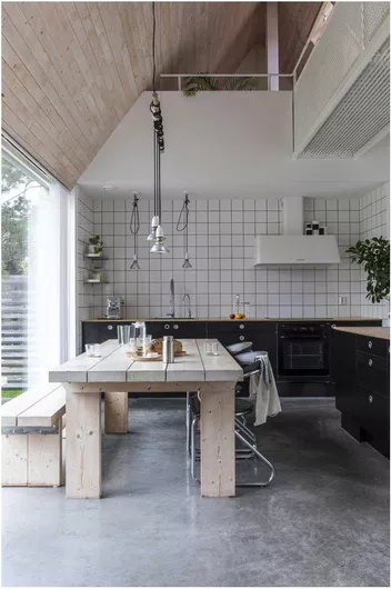 Πίνακας Modern Kitchen with Rustic Design Μοντέρνα Κουζίνα με Ρουστίκ Σχεδιασμό 130x200cm