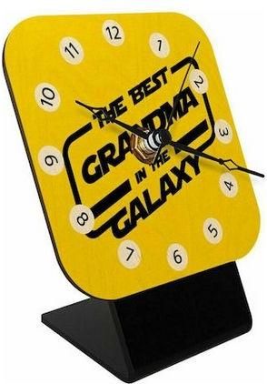 Επιτραπέζιο Ρολόι The Best Grandma In the Galaxy σε Φυσικό Ξύλο 10cm