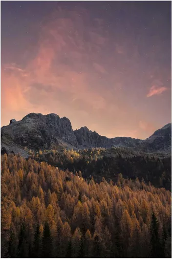 Πίνακας Sunset Over Forested Mountains Ηλιοβασίλεμα πάνω από δασωμένα βουνά 40x65cm