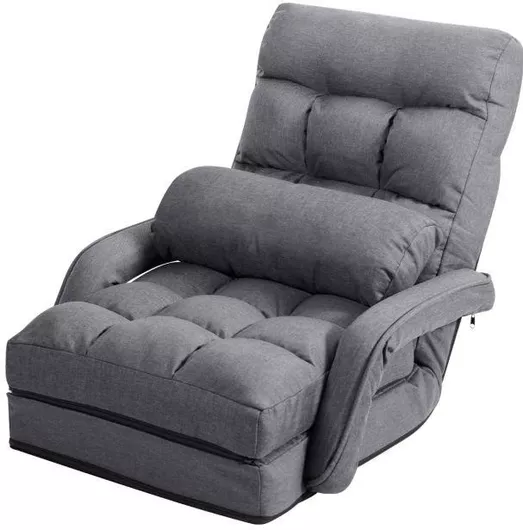 Πολυθρόνα Costway HW56730HS Δαπέδου με Ρυθμιζόμενη Πλάτη Γκρι   