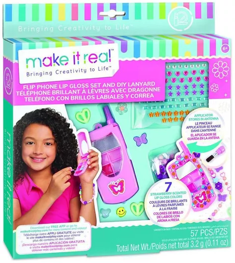 Παιχνίδι Μακιγιάζ Just Toys Make It Real Flip Phone & Lip Gloss Set & DIY Lanyard για 6+ Ετών
