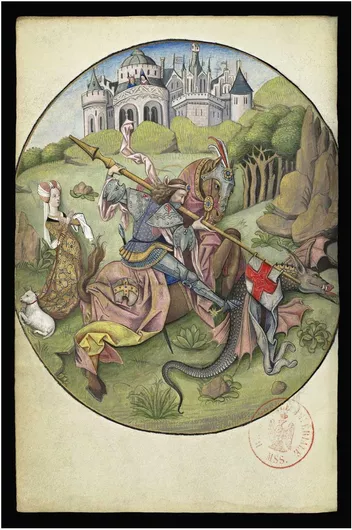 Πίνακας Saint George and the Dragon from the Heures de Charles d'Angoulême (1503-1508) coloured engraving by Israël von Meckenem 60x90cm