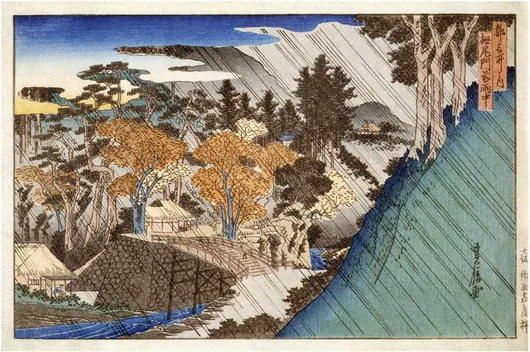 Πίνακας Temple Entrance at Taganoo in the Rain by Hasegawa Sadanobu 50x40cm