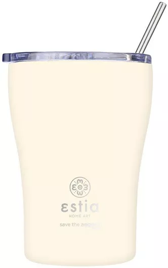 Ποτήρι Θερμός Estia Coffee Mug Save The Aegean Ανοξείδωτο BPA Free 350ml με Καλαμάκι Lily White