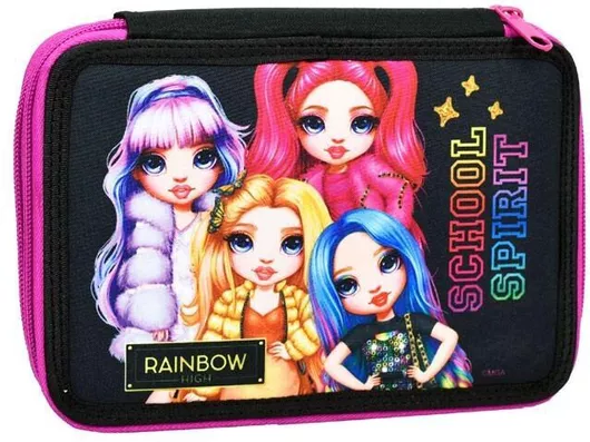 Σχολική Κασετίνα Gim Rainbow High Glitter Διπλή Γεμάτη Πολύχρωμο