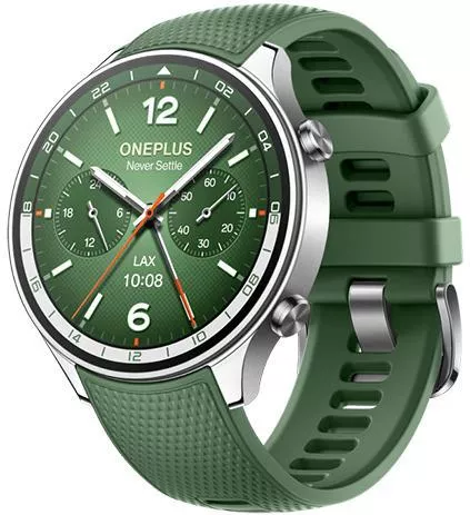 Smartwatch OnePlus Watch 2R 47mm GPS Stainless Steel Case Silver & Silicone Strap Green