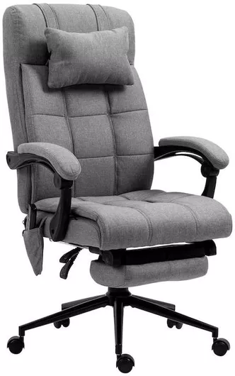 Καρέκλα Διευθυντική Μασάζ με Μπράτσα Γκρι Vinsetto