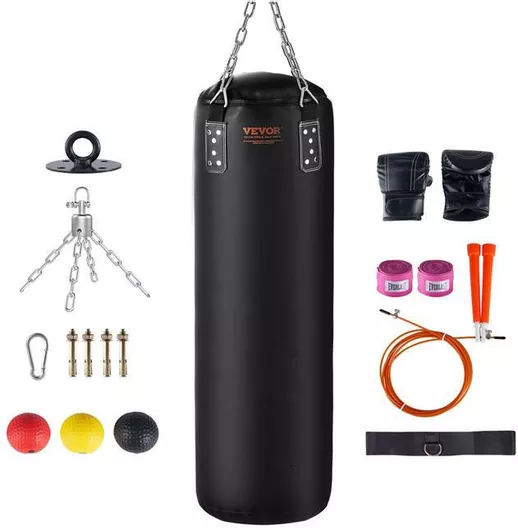 Σάκος Μποξ Vevor Δερμάτινος με Αλυσίδα και Γάντια 120 cm Μαύρο