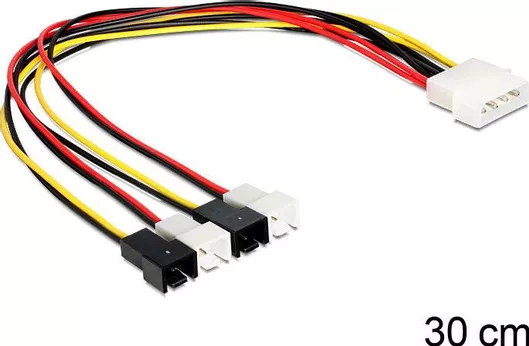 Καλώδιο DeLock 83343 Molex 4 pin male σε 4x 2 pin fan 0.3m