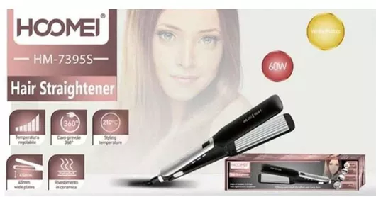 Πρέσα Μαλλιών Hoomei Επαγγελματική Ισιωτική 60w Με Κεραμικές Πλάκες Ασημί / Μαύρο