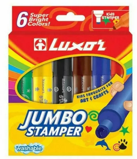 Μαρκαδόροι Ζωγραφικής Luxor Jumbo Stamper Πλενόμενοι Χονδροί σε 6 Χρώματα