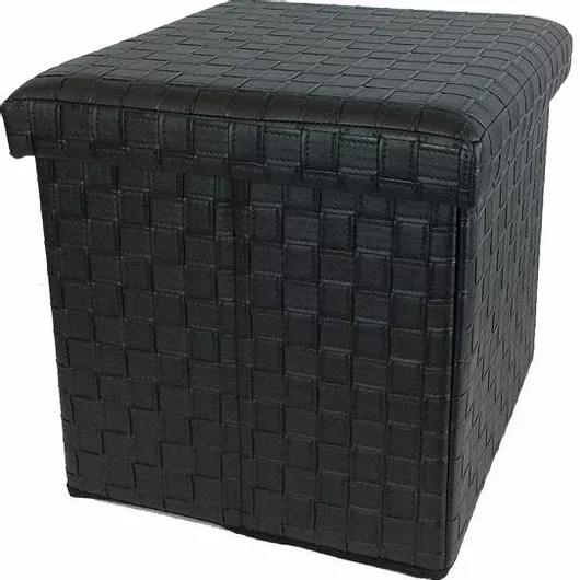 Σκαμπό Σαλονιού με Αποθηκευτικό Χώρο Επενδυμένο με Δερματίνη Μαύρο 38x38x37cm