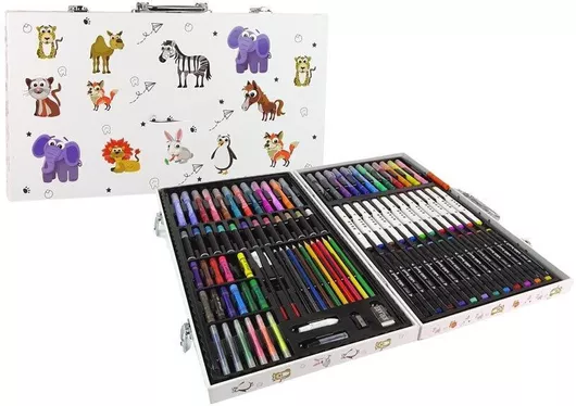 Σετ Ζωγραφικής AT00012062 σε Βαλιτσάκι Ξύλινο 52x28cm 94τμχ