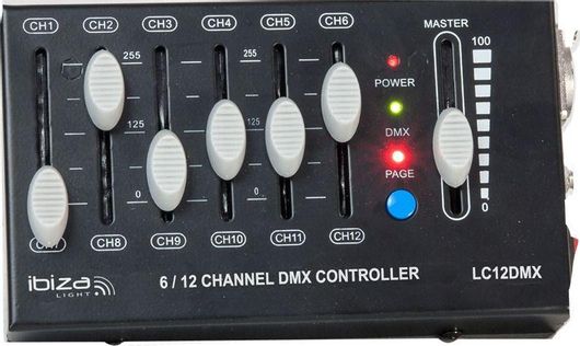 Κονσόλα Φωτισμού Ibiza Sound LC12DMX DMX Controller με 12 Κανάλια Ελέγχου / 1 Είσοδο XLR