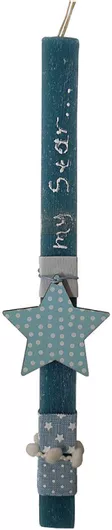 Πασχαλινή Λαμπάδα Uniker 439091 Ξύλινο Αστέρι Χειροποίητη 29cm Θαλασσί