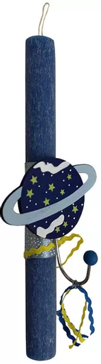 Πασχαλινή Λαμπάδα Uniker 439121 Χειροποίητη 29cm Blue Κρεμάστρα Υδρόγειος 