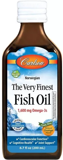 Carlson Labs The Very Finest Fish Oil Liquid 1600 Mg [200 Ml] Πορτοκάλι