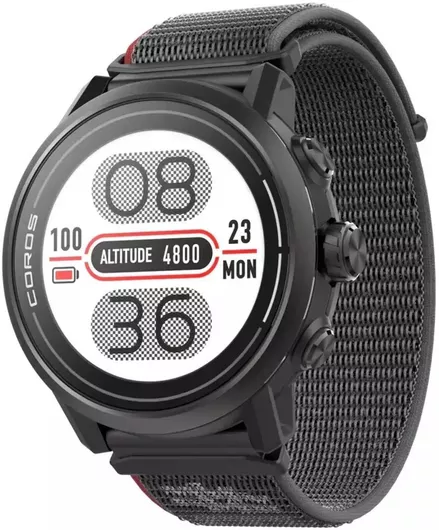 Coros Apex2 Titanium 43mm Αδιάβροχο Smartwatch με Παλμογράφο Μαύρο