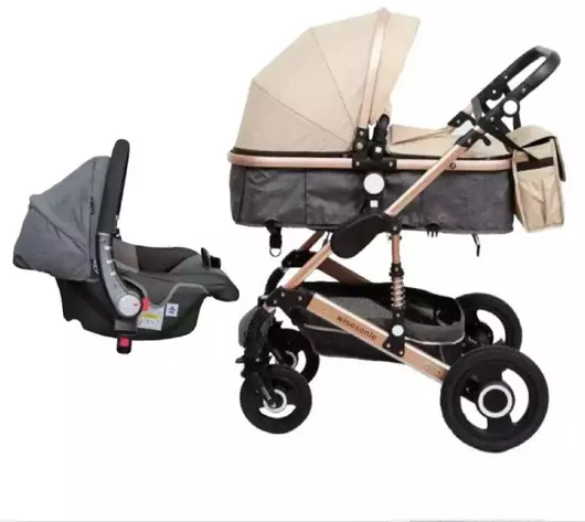 Καρότσι Μωρού Fiko Wisesonle Ρυθμιζόμενο 3 σε 1 Μπεζ