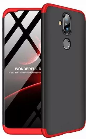 GKK 360 Προστατευτική Θήκη για Νokia 8.1/ X7- Μαυρη-Κόκκινο