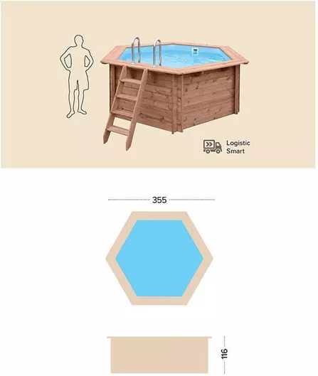 Πισίνα Ξύλινη ABATEC Summer Joy 355x307cm