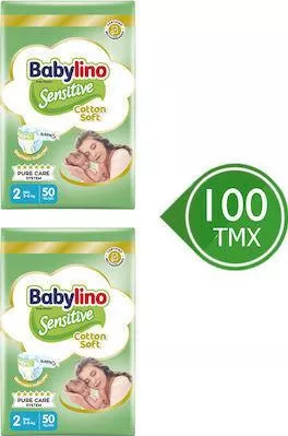 Babylino Πάνες με Αυτοκόλλητο Cotton Soft Sensitive No. 2 για 3-6kg 100τμχ