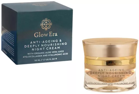 Κρέμα Προσώπου Glow Era Anti-ageing Αντιγηραντική Νυκτός με Υαλουρονικό Οξύ & Aloe Vera 50ml