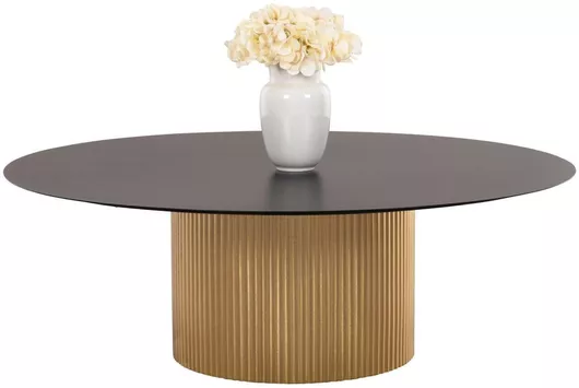 Τραπεζάκι Σαλονιού Στρογγυλό Clad Μεταλλικό Χρυσο & Μαυρο Μ110xΠ110xΥ38cm