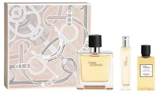 Σετ Το Hermès Terre D'hermès Pure Perfume Gift 3pcs Hermès Terre D'hermès Pure Perfume 75ml + Miniatura 15ml + Gel De Banho 40ml