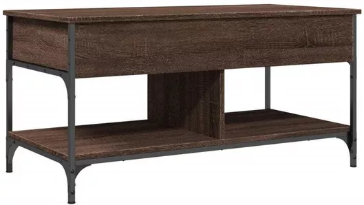 Τραπεζάκι Σαλονιού Ορθογώνιο Ξύλινο με Σερβιτόρο Καφέ Μ100xΠ50xΥ50cm